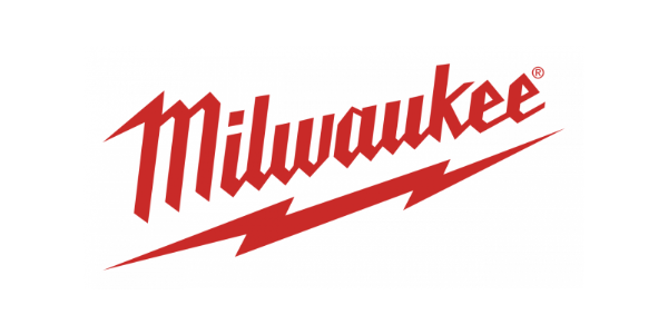 Das Milwaukee Logo, ein roter Milwaukee Schriftzug mit einem roten Blitz auf weißen Hintergrund, steht für Power, Leistung und Qualität der Akku Werkzeuge!