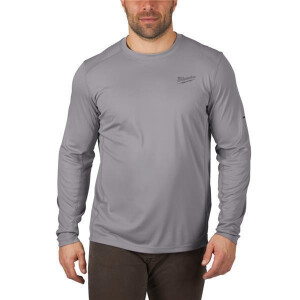 Milwaukee Funktions-Langarmshirt grau mit UV-Schutz WWLSG-XL
