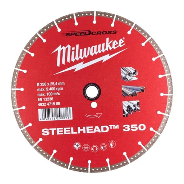 Milwaukee Diamanttrennscheibe DH STEELHEAD 350 mm für Stahl, Edelstahl und Beton