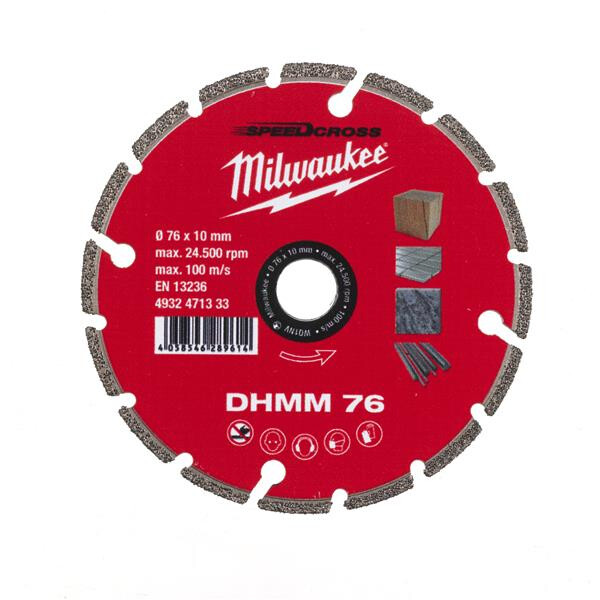 Milwaukee Diamanttrennscheibe DHMM 76 mm für Stahl, Holz, Kunststoff, Gipskarton, Porzellan